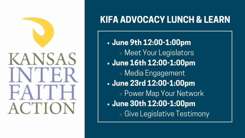 June 9th 12:00-1:00pm Meet Your Legislators; June 16th 12:00-1:00pm Media Engagement; June 23rd 12:00-1:00pm Power Map Your Network; June 30th 12:00-1:00pm Give Legislative Testimony