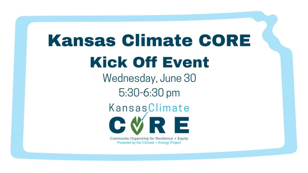 CORE Kick Off Event Graphic on the background of the state of Kansas